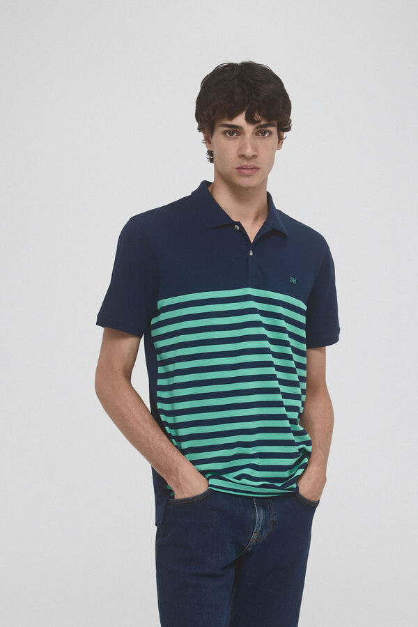 Pedro del Hierro Polo piqu&eacute; rayas fantas&iacute;a Azul
