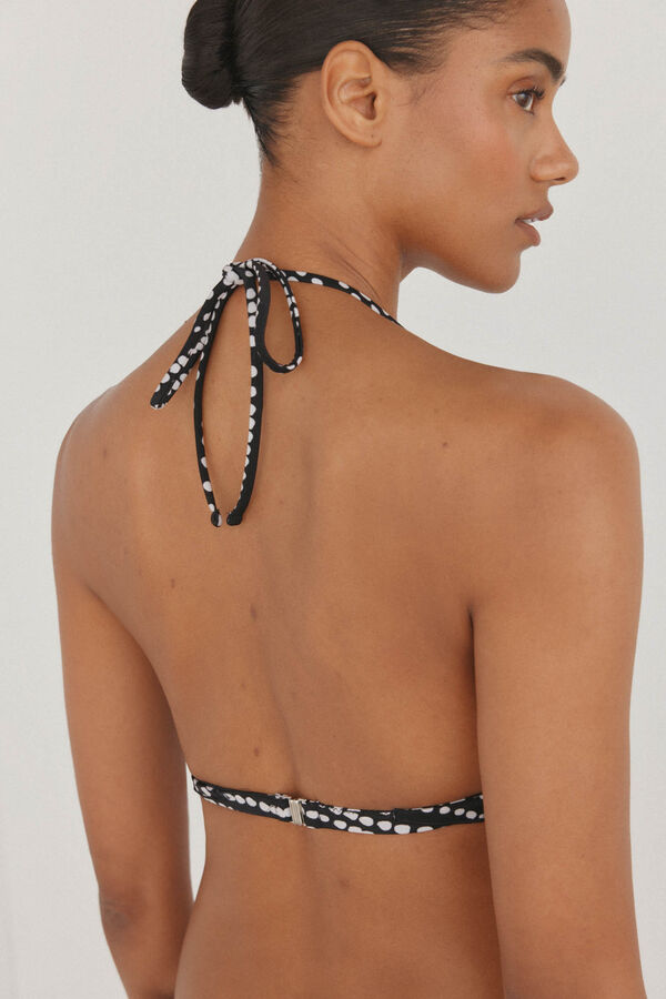 Pedro del Hierro Top bikini halter com babado Preto