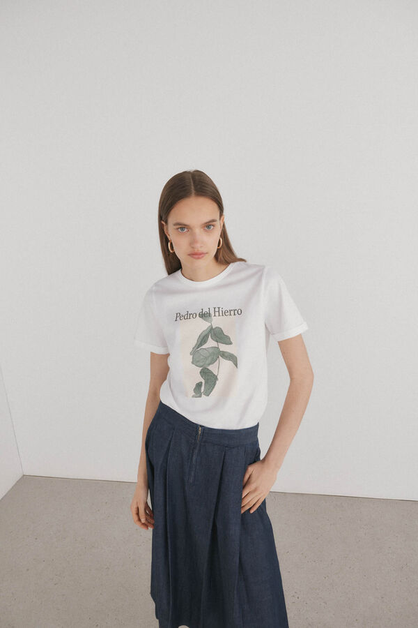 Pedro del Hierro Camiseta b&aacute;sica estampado posicional Blanco