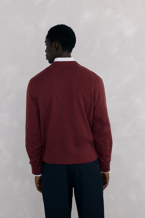 Pedro del Hierro Gola de l&atilde; merino e cashmere com bico Bordeaux