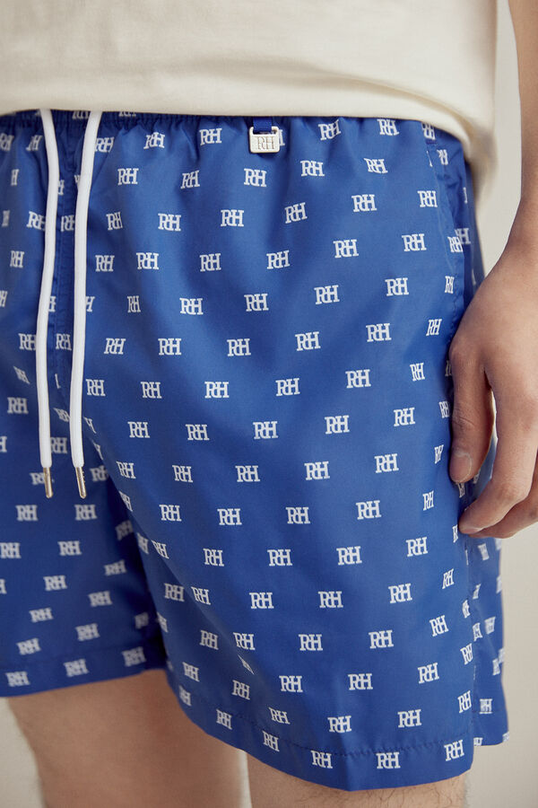 Pedro del Hierro Calções de banho estampagem logos da marca e com mala Azul