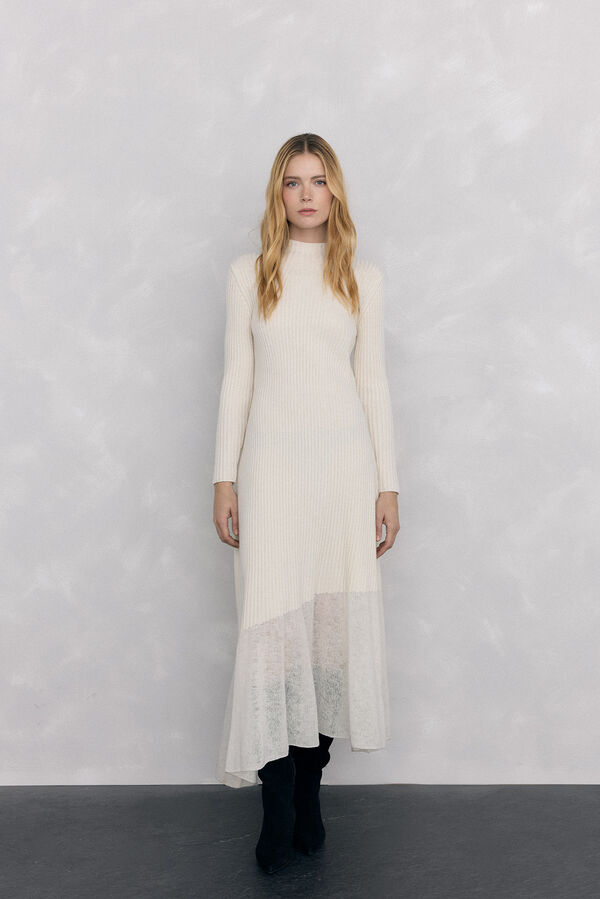 Pedro del Hierro Vestido de punto bajo desagujado Blanco