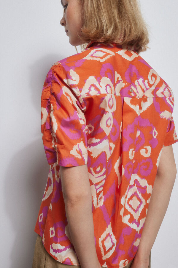 Pedro del Hierro Camisa algod&oacute;n estampada manga corta Naranja