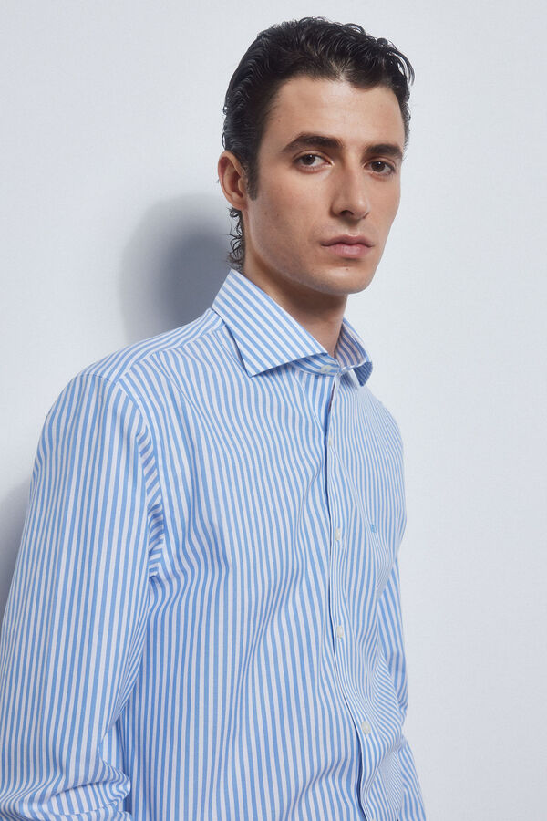 Pedro del Hierro Camisa vestir rayas non iron + antimanchas Azul