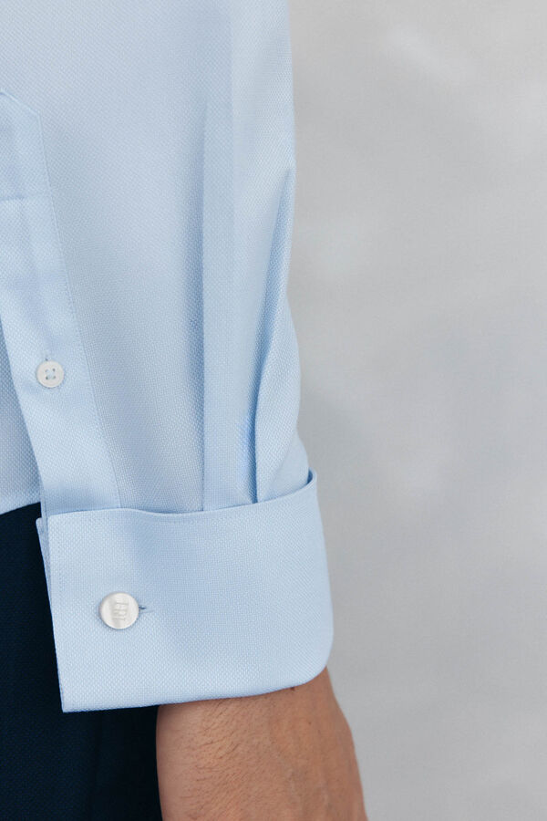 Pedro del Hierro Camisa com abotoaduras, n&atilde;o passa a ferro e &eacute; resistente a manchas Azul
