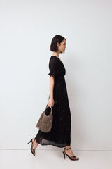 Pedro del Hierro Vestido fluido detalle piedras Negro