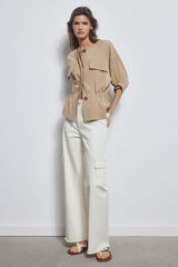 Pedro del Hierro Pantal&oacute;n cargo wide leg cropped seamless Crudo