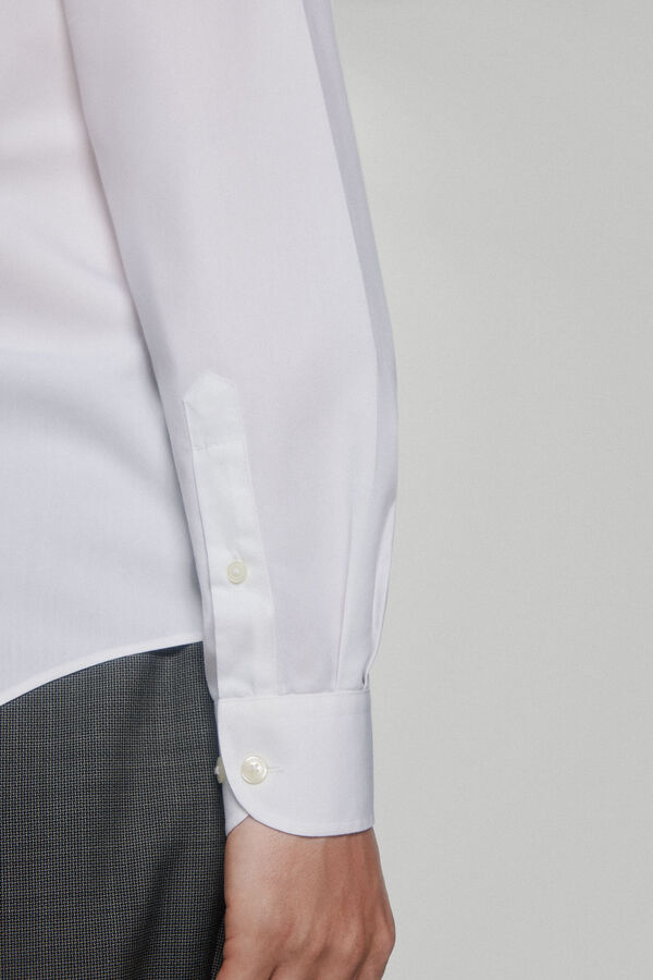 Pedro del Hierro camisa elegante popelina lisa non iron + antimanchas Branco