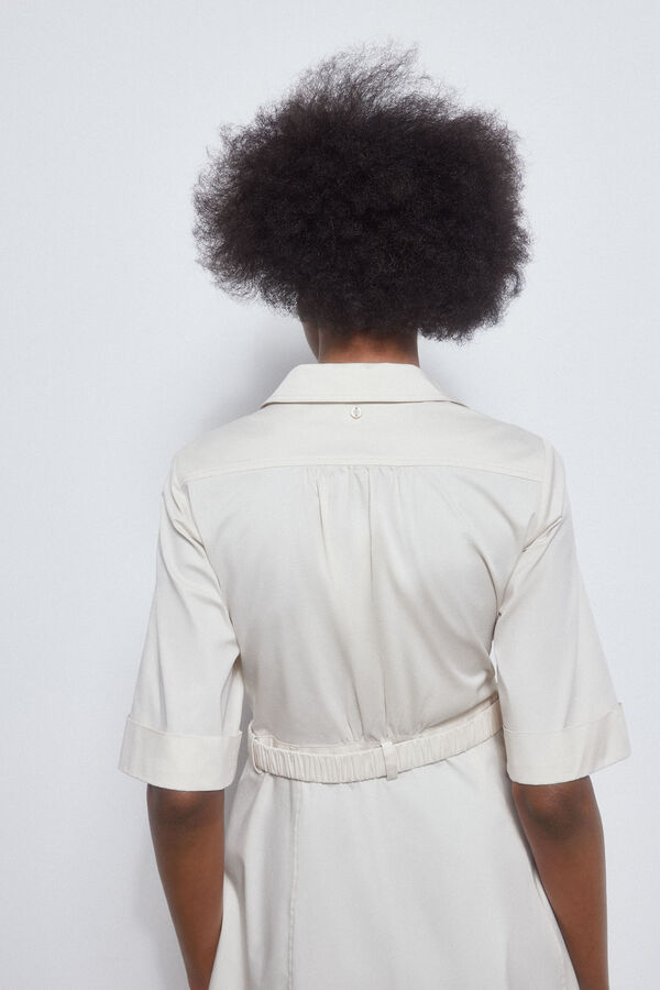 Pedro del Hierro Vestido camisero con cinturon Crudo