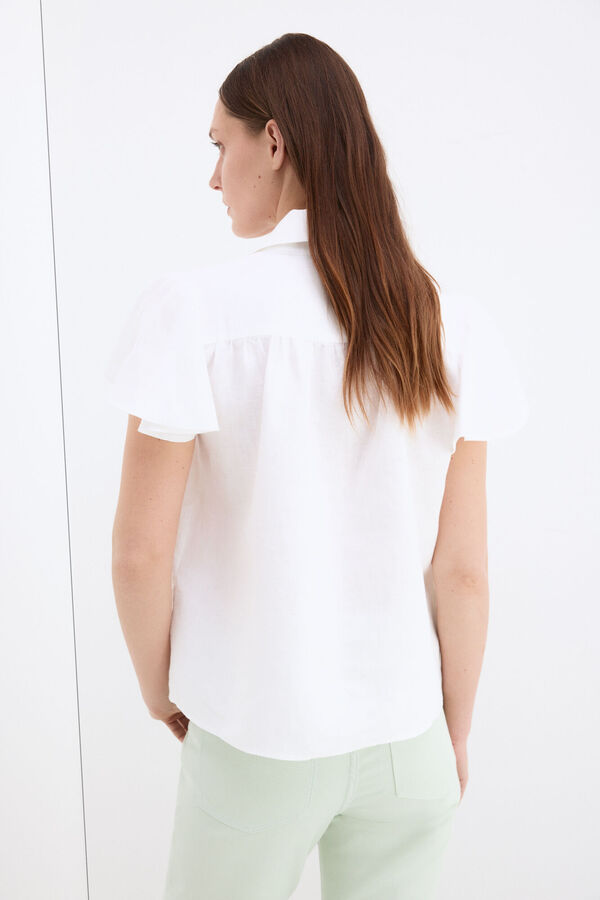 Pedro del Hierro Blusa em linho de manga curta Branco