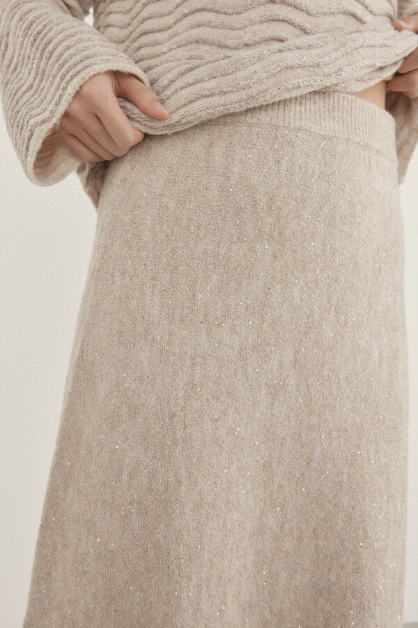 Pedro del Hierro Saia de malha com lantejoulas Cizento