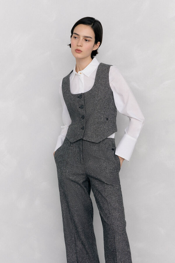 Pedro del Hierro Chaleco entallado cheviot Gris