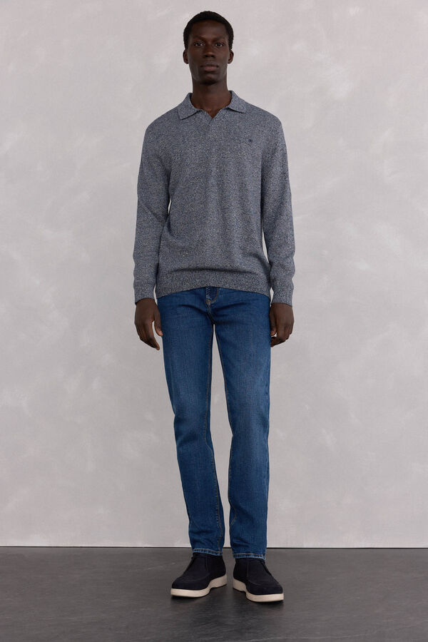 Pedro del Hierro Polo collar torzal liso Azul