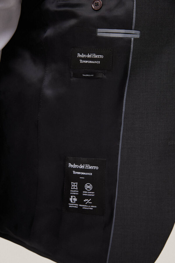 Pedro del Hierro Blazer fato liso bi<br>-stretch Cizento