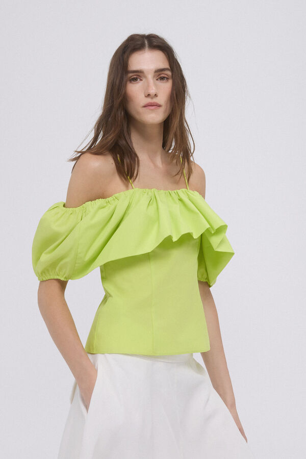 Pedro del Hierro Top com babados ombro a ombro Amarelo