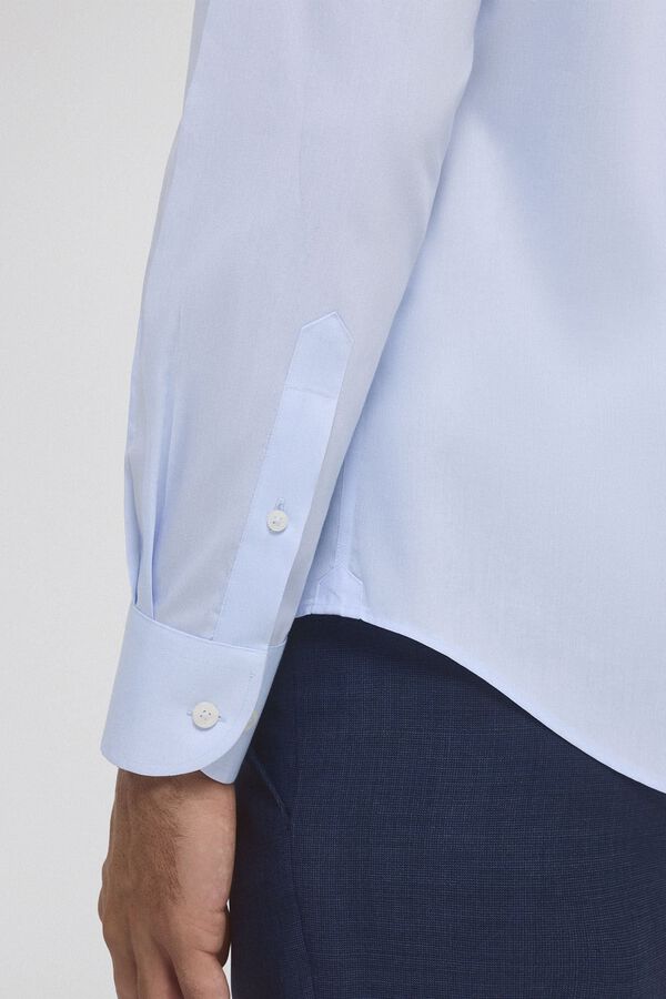 Pedro del Hierro Camisa social lisa que n&atilde;o pode ser passada a ferro + resistente a manchas Azul