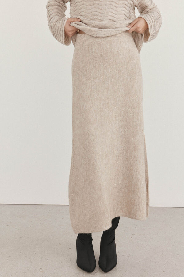 Pedro del Hierro Saia de malha com lantejoulas Cizento