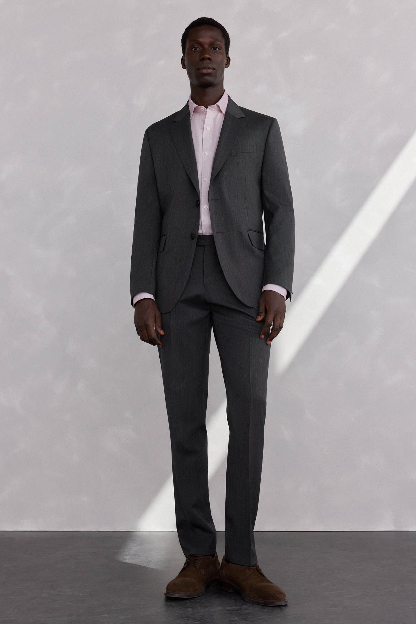 Pedro del Hierro Cal&ccedil;a cinza estruturada slim fit bi-el&aacute;stica