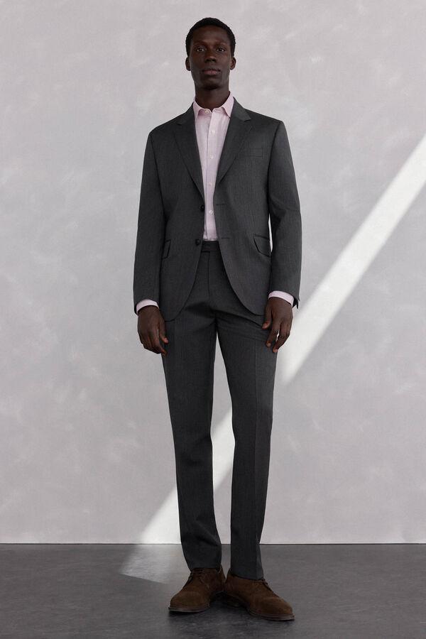 Pedro del Hierro Cal&ccedil;a cinza estruturada slim fit bi-el&aacute;stica Cizento