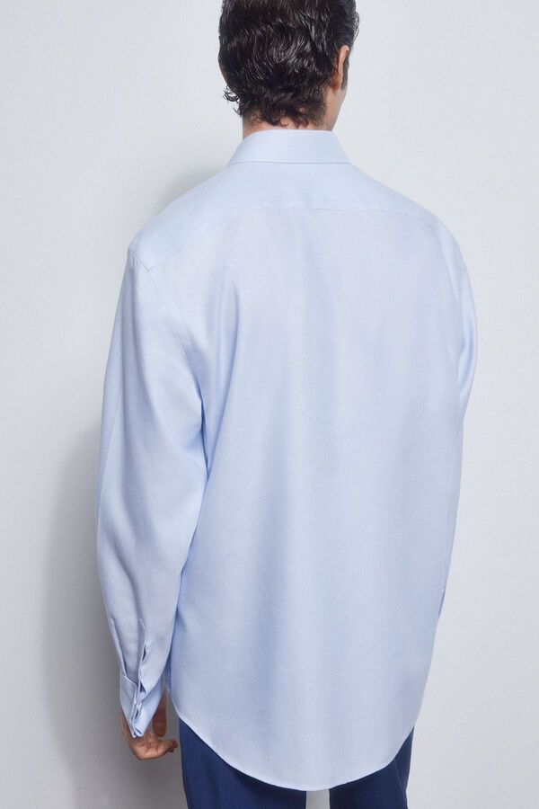 Pedro del Hierro camisa g&eacute;meos lisa non iron + antimanchas Azul