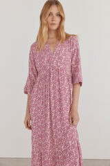 Pedro del Hierro Vestido tunica estampado Marr&oacute;n