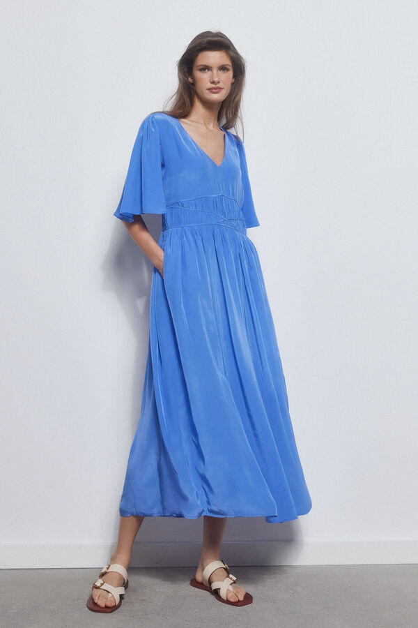 Pedro del Hierro Vestido frunces cinturilla Azul