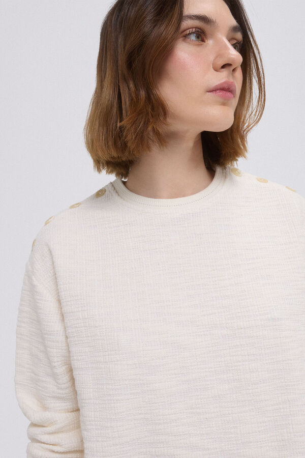 Pedro del Hierro Sudadera lisa botones Beige