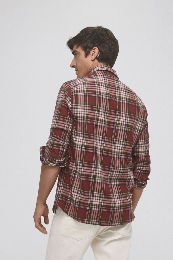 Pedro del Hierro Camisa de twill em xadrez de cashmere touch Laranja