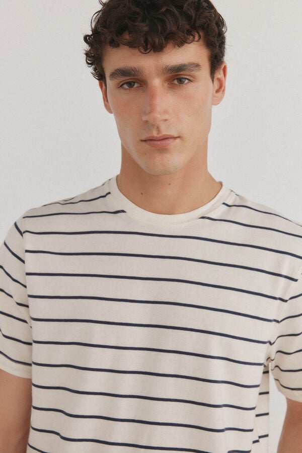 Pedro del Hierro Camiseta r&uacute;stica de rayas Crudo