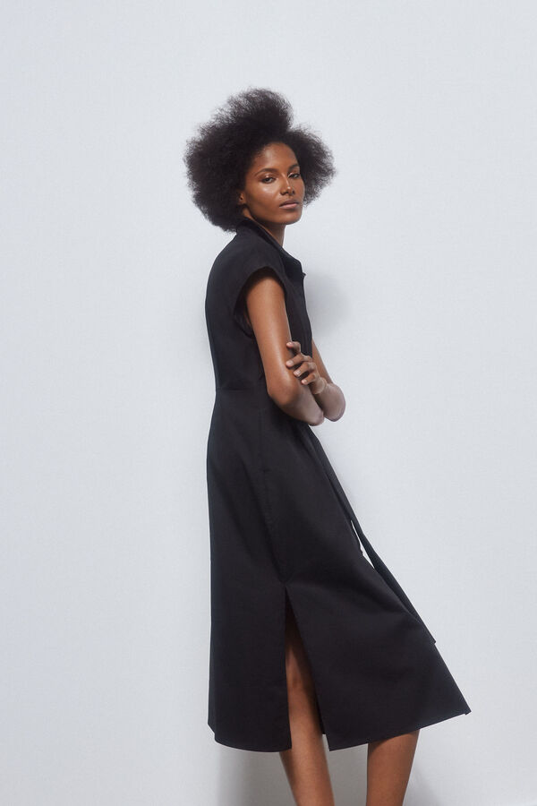 Pedro del Hierro Vestido camisero lazada Negro