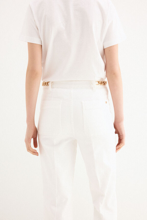 Pedro del Hierro Jeans cano reto cropped Branco