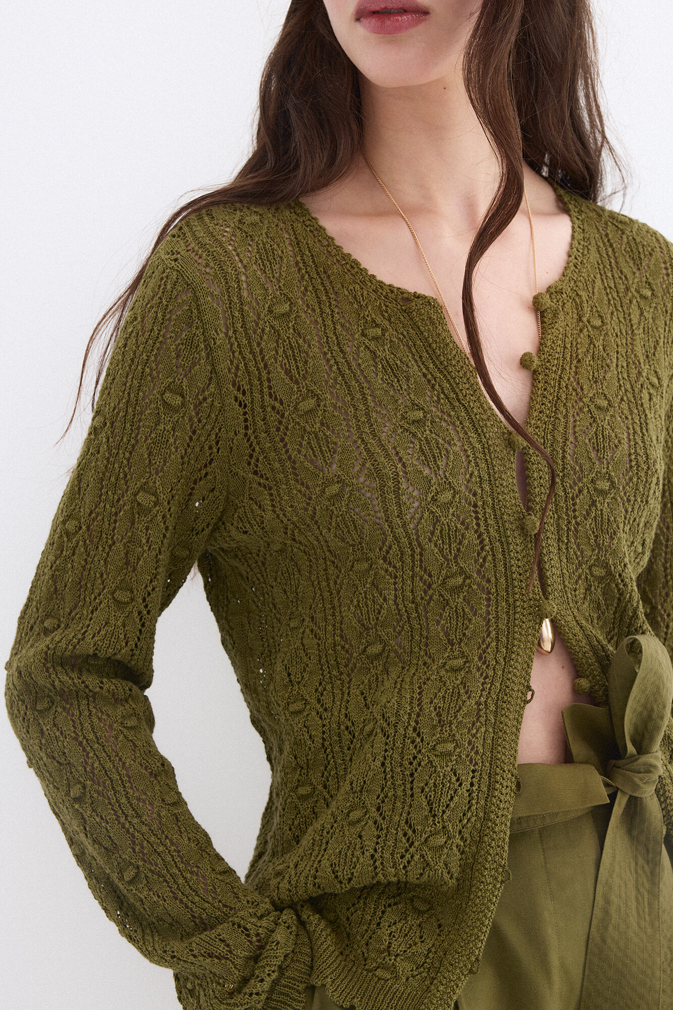 Pedro del Hierro Casaco fantasia rendado com acabamentos em crochet