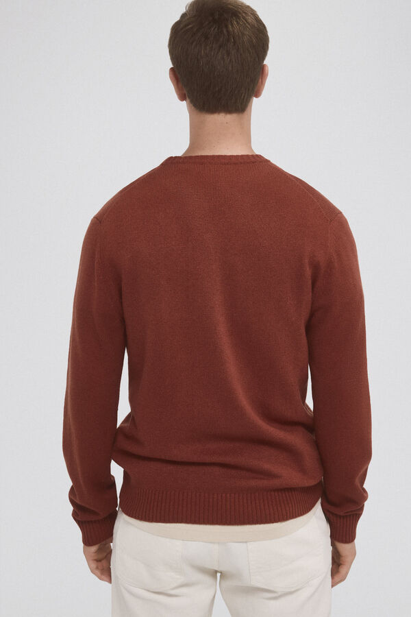 Pedro del Hierro Jersey punto lana big logo Marr&oacute;n