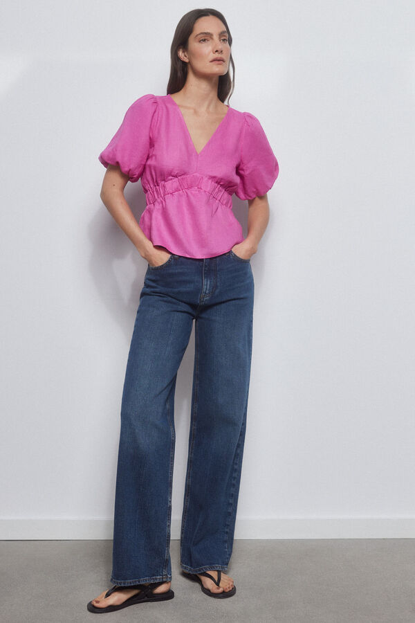 Pedro del Hierro Top lino manga corta Morado