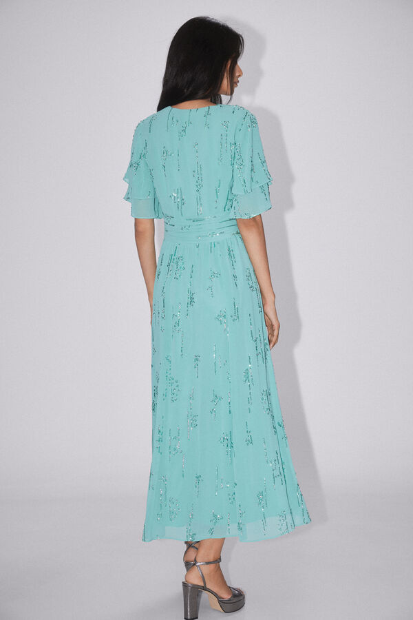 Pedro del Hierro Vestido de lentejuelas bordado Verde