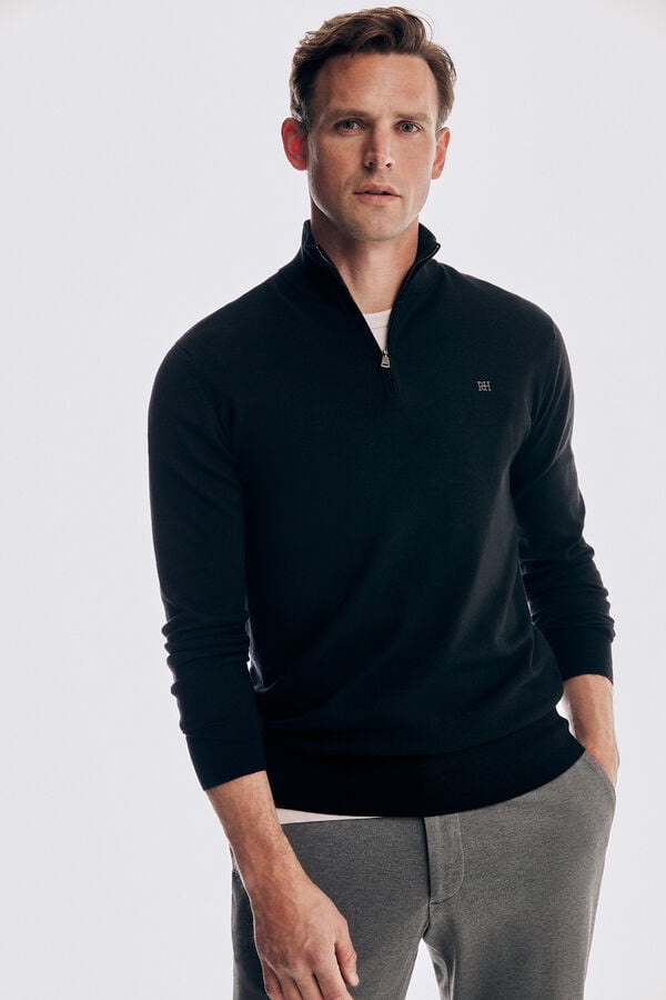 Pedro del Hierro Jersey cuello camionero merino Negro
