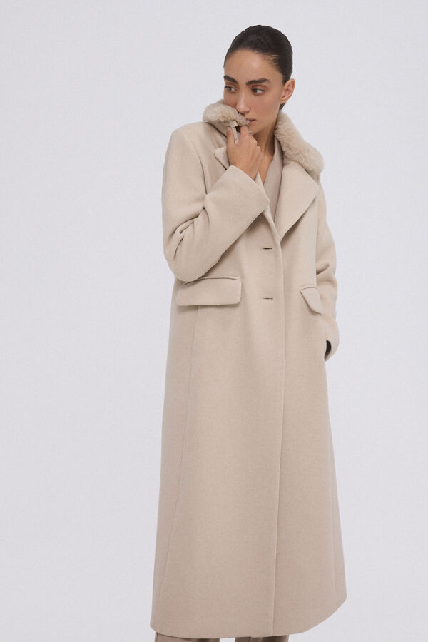 Pedro del Hierro Abrigo de pa&ntilde;o Beige