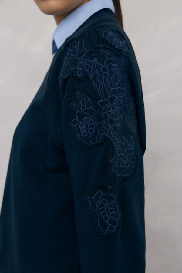 Pedro del Hierro Sudadera bordados flores Azul