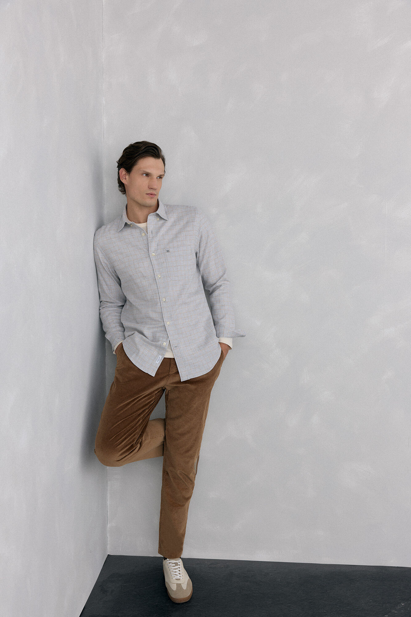 Pedro del Hierro Camisa de flanela aos quadrados tecido italiano