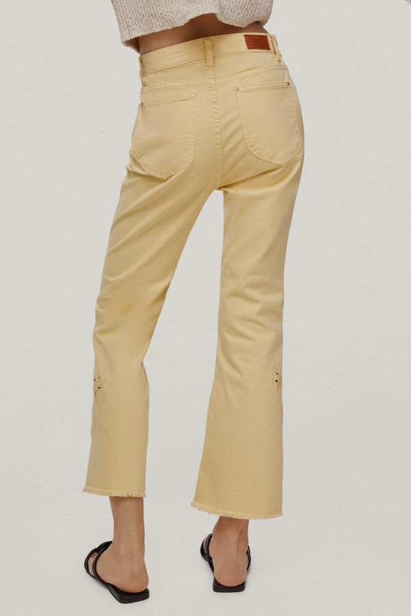 Pedro del Hierro Jeans 5 bolsos flare fit cropped bordados Amarelo