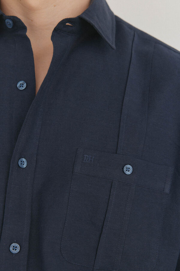 Pedro del Hierro Guayabera lino Azul