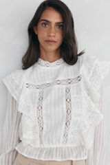 Pedro del Hierro Blusa rom&aacute;ntica volante Blanco