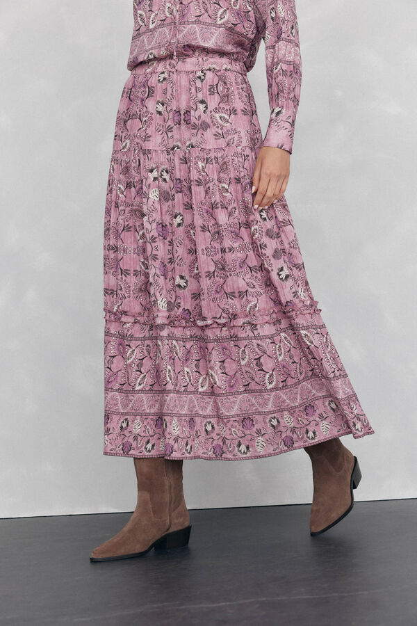 Pedro del Hierro Falda midi estampada pisos Morado