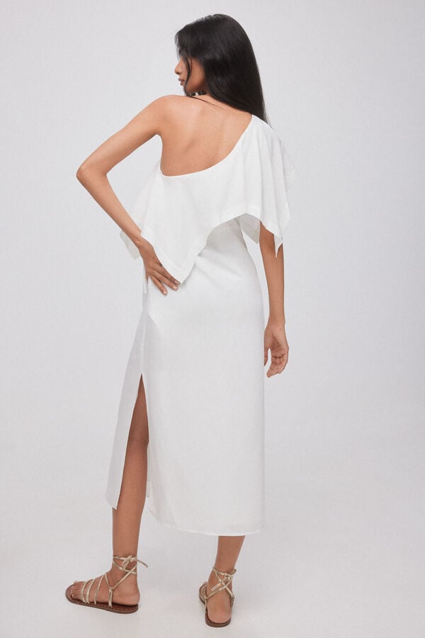 Pedro del Hierro Vestido asimetrico abertura lateral. Crudo