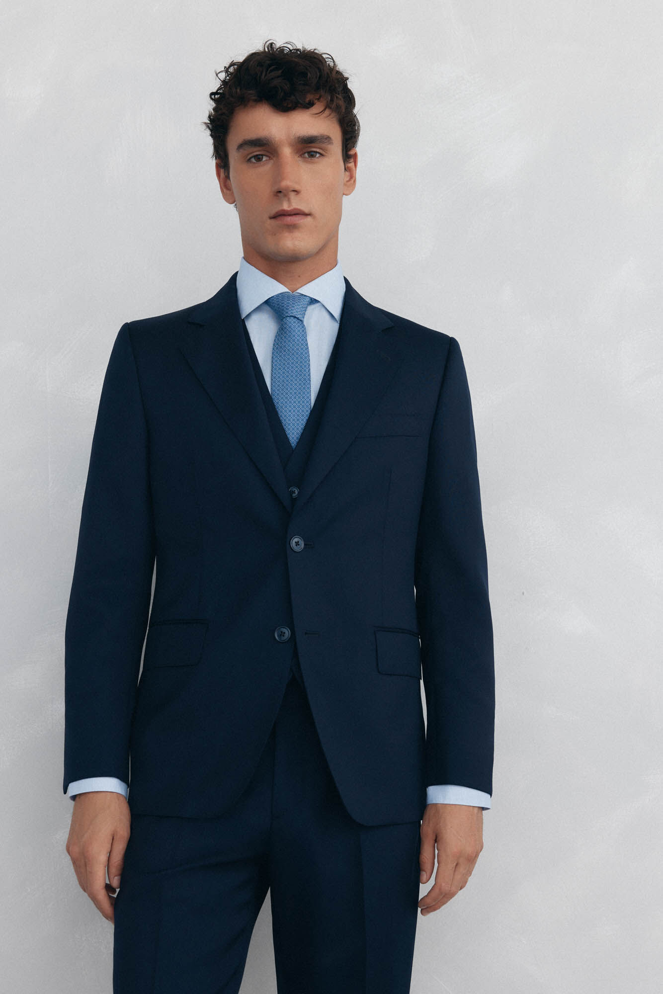 Pedro del Hierro Blazer estruturado com costas azuis e corte sob medida
