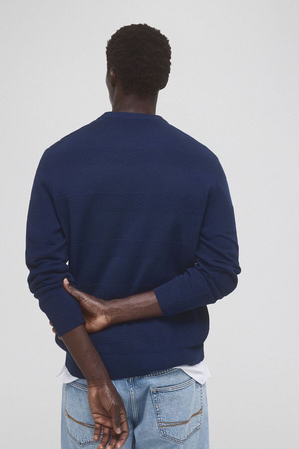 Pedro del Hierro Jersey punto fino algod&oacute;n estructura horizontal Azul