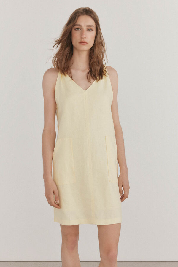 Pedro del Hierro Vestido corto lino Amarillo