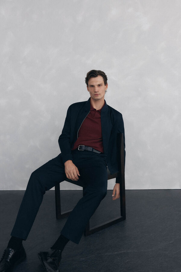 Pedro del Hierro Jersey cuello johny lana merino y cashmere Burdeos