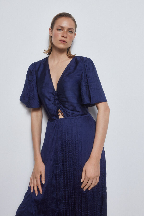 Pedro del Hierro Vestido plisado irregular Azul