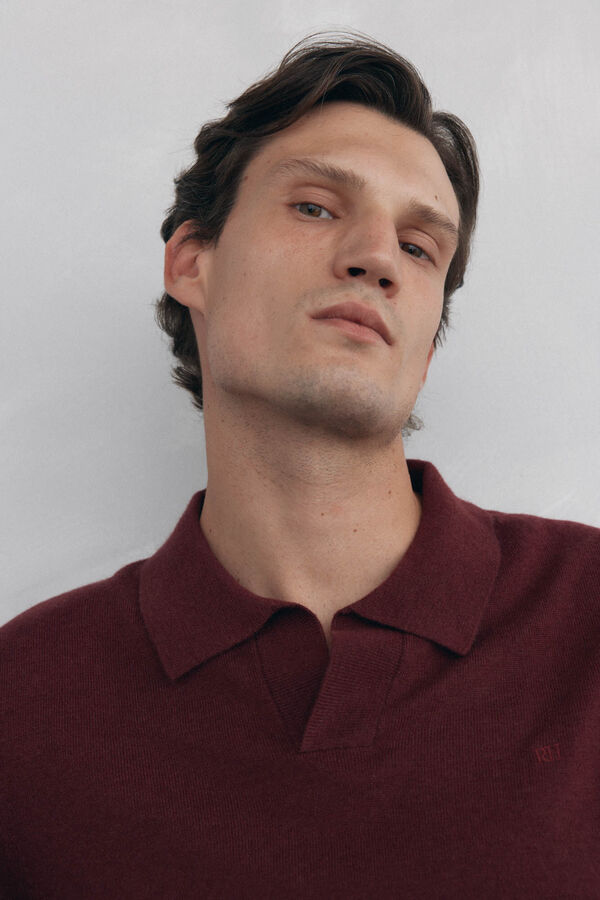 Pedro del Hierro Jersey cuello johny lana merino y cashmere Burdeos